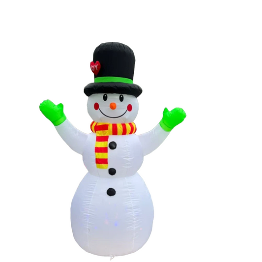 2.4m Rotating Snowman Inflatable Christmas Decoration with LED Lights