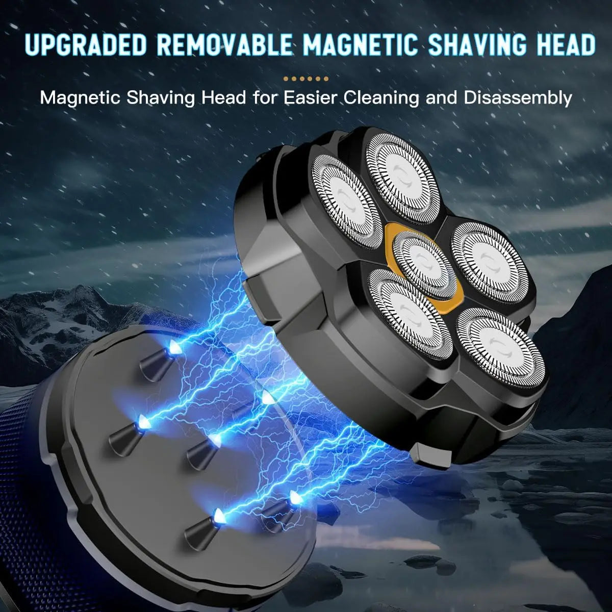 6D Electric Head And Face Shaver Rechargeable Cordless for Men Blue