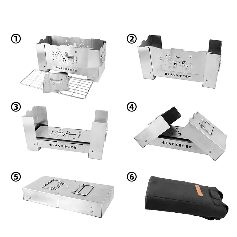Portable Windproof Wood Stove Camping Grill And Gas Burner