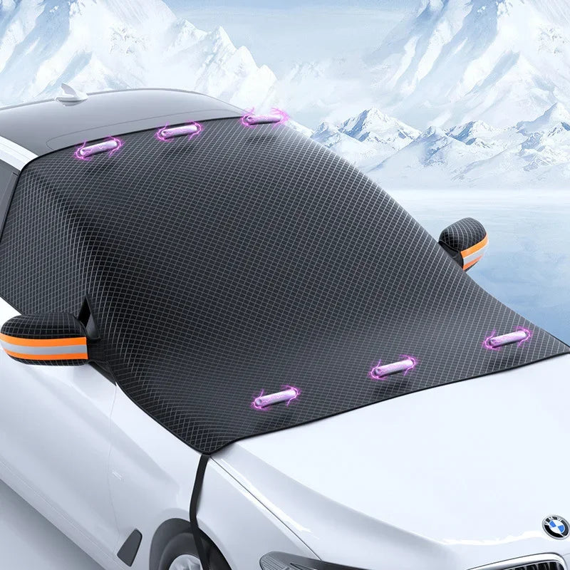 Magnetic Car Windshield Snow Cover Sunshade Frost Protector Black