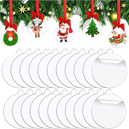 50pcs Transparent Acrylic Christmas Tree Ornament Bells for DIY Craftin