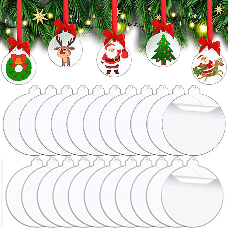 50pcs Transparent Acrylic Christmas Tree Ornament Bells for DIY Craftin