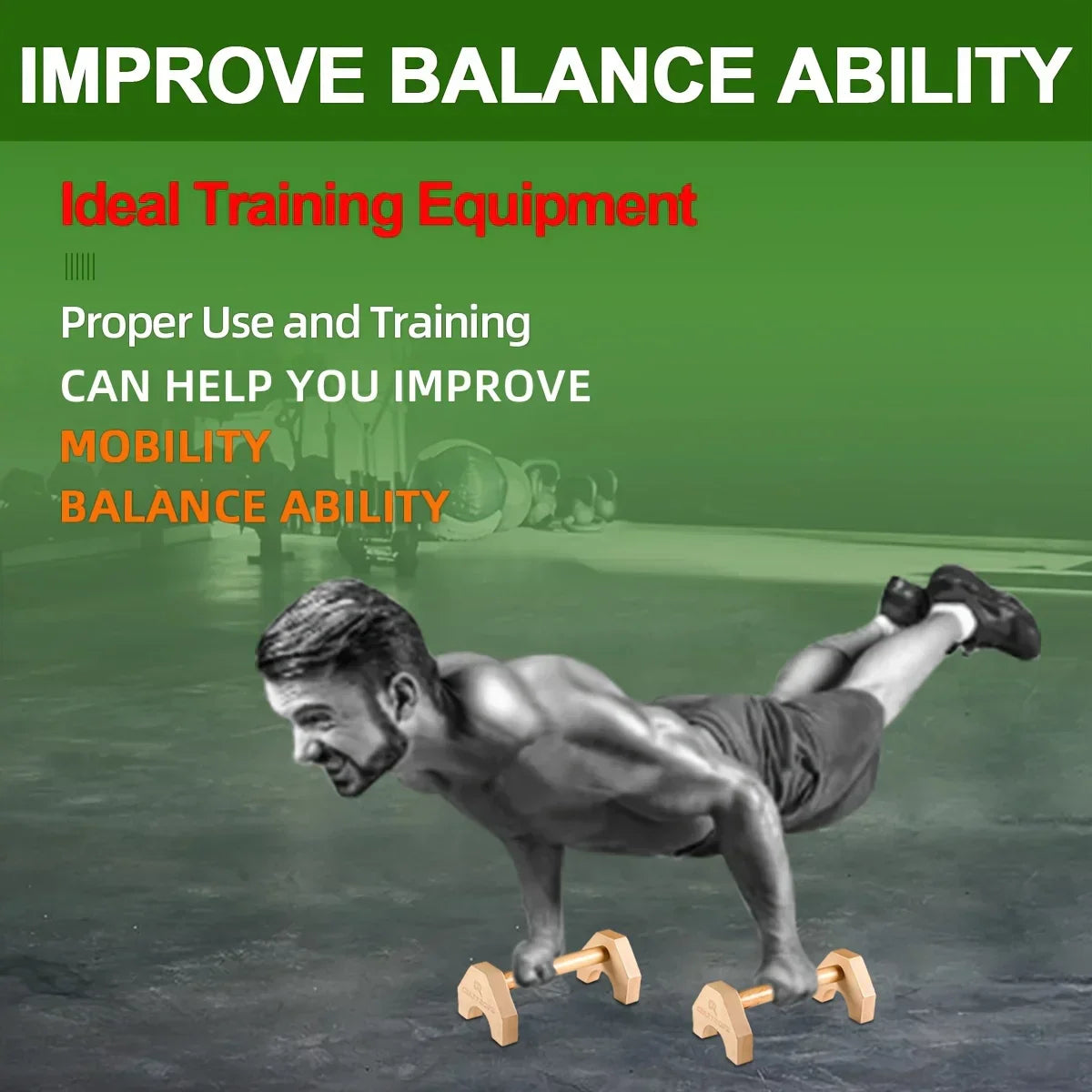 Wooden Push-up Bar Stands - Gym Fitness Training