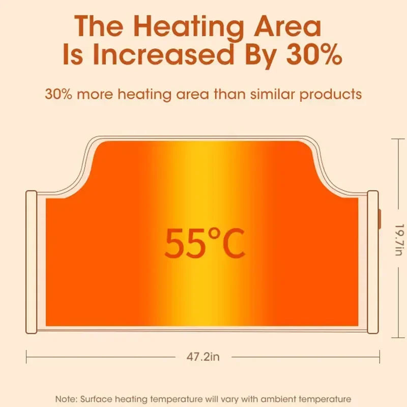 Portable Electric Foot Warmer Heater - Adjustable Thermostat, Foldable Design, 165W, Grey