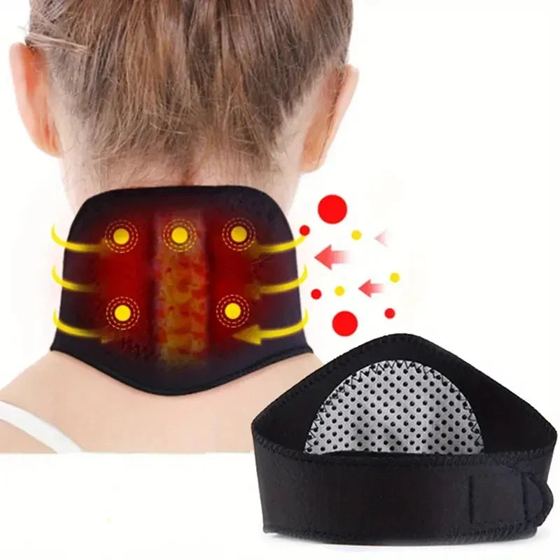 Self-Heating Magnetic Neck Support Brace Black