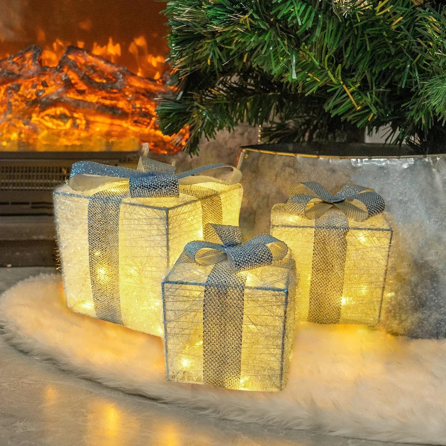 Set of 3 LED Christmas Lighted Gift Boxes