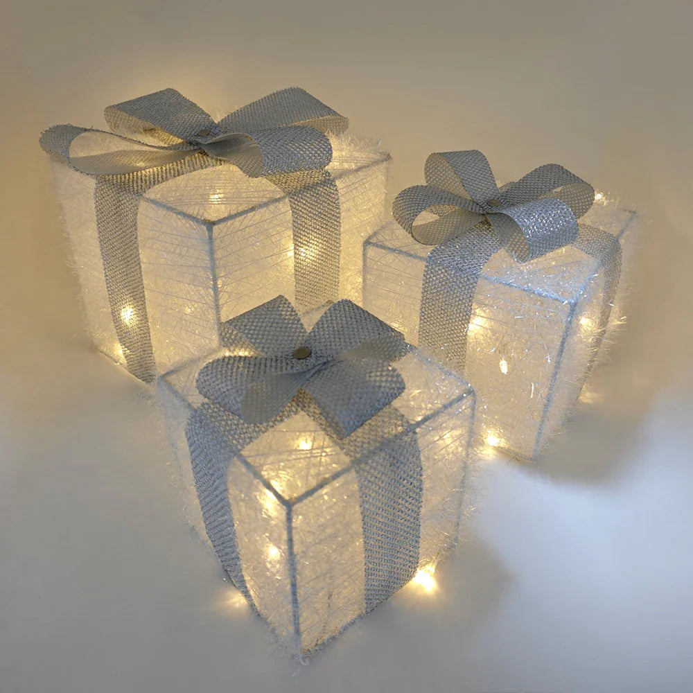 Set of 3 LED Christmas Lighted Gift Boxes