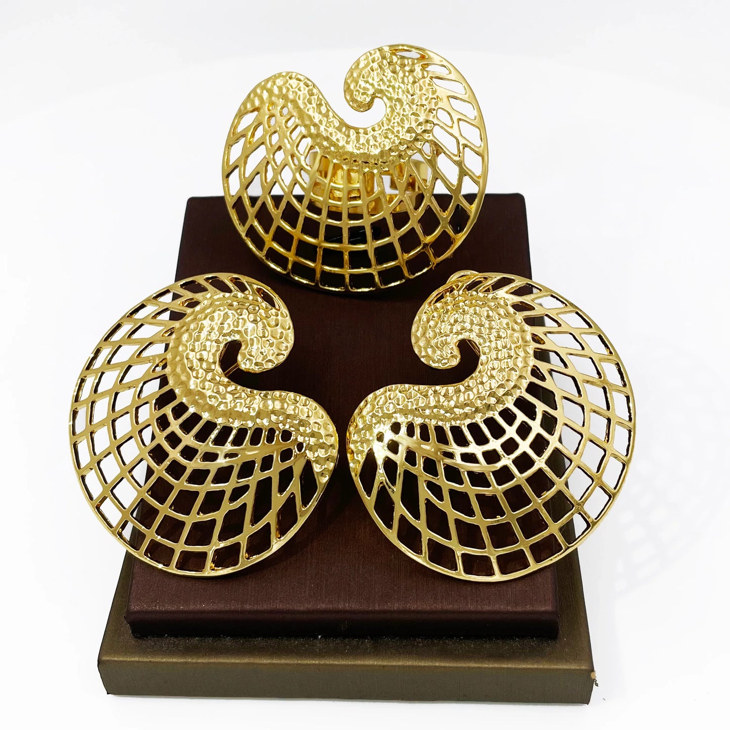 18K Gold Plated Earrings and Ring Set (Model 2)