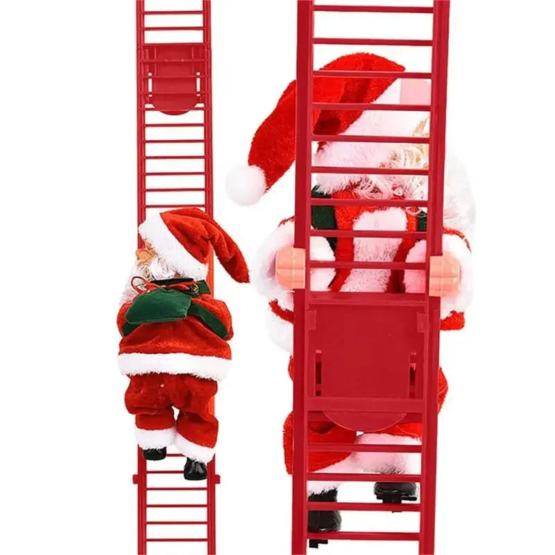 Electric Climbing Santa Claus Christmas Ornament - Festive Red Ladder