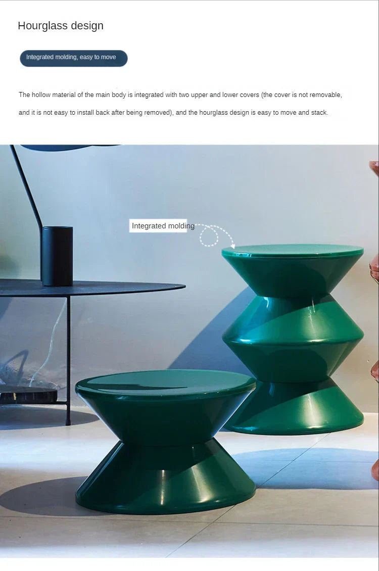 Nordic Ottoman Shoe Changing Stool - Modern Minimalist Designer Stool in Large Green