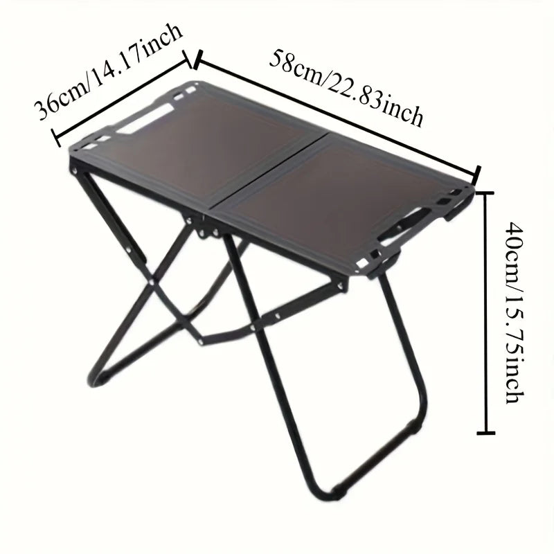 Folding Camping Table with Carry Handle Tripod Base Black