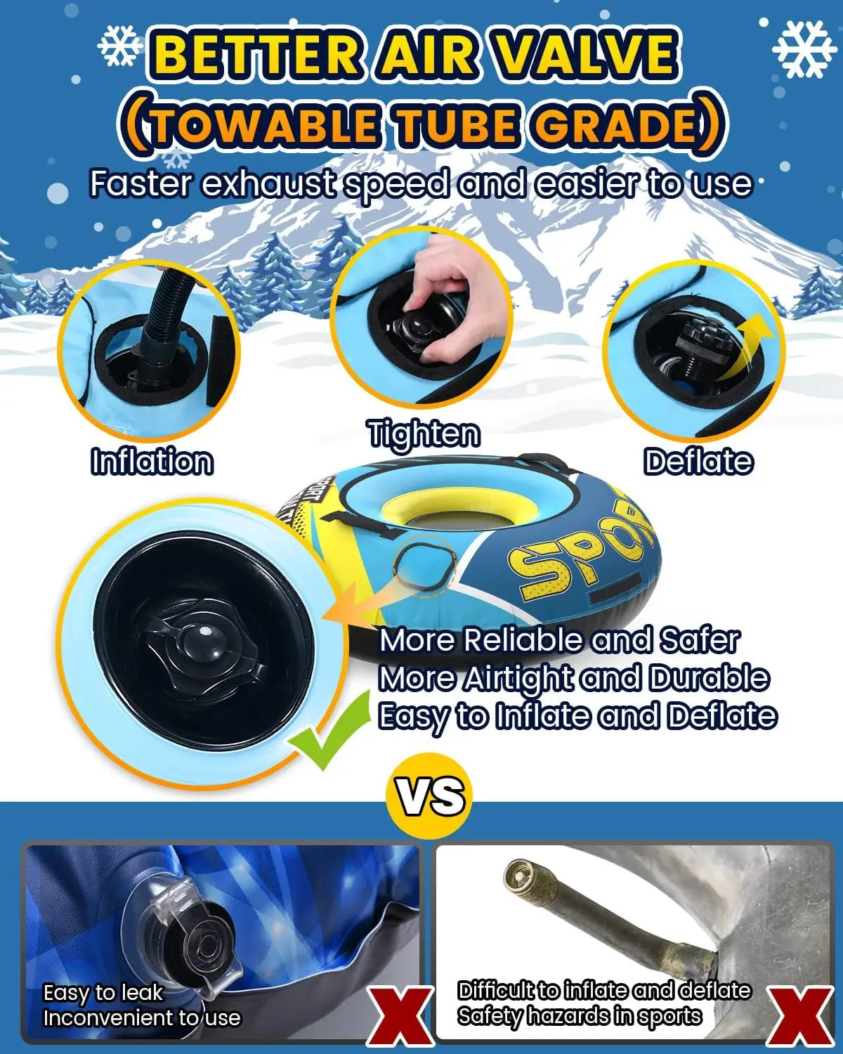 Inflatable Snow Sled Tubing with Handles