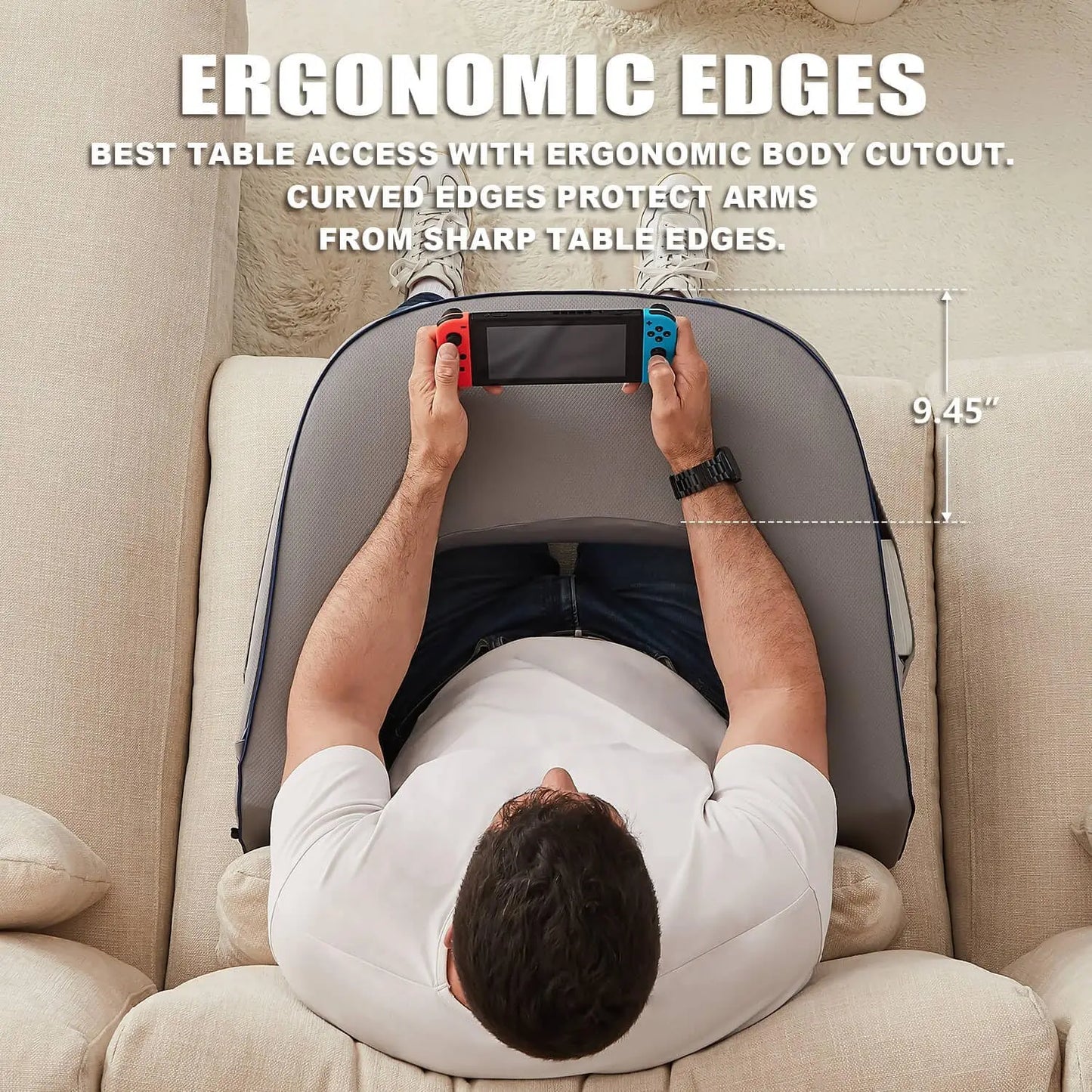 Memory Foam Lap Desk Pillow Ergonomic Laptop Pillow Grey