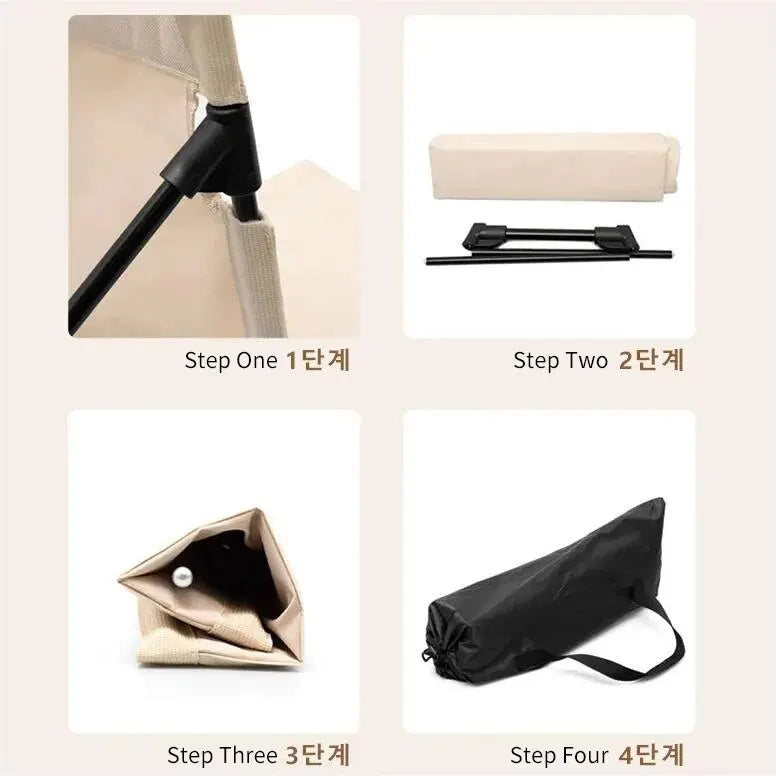 Foldable Camping Chair Cushion And Storage Bag Beige