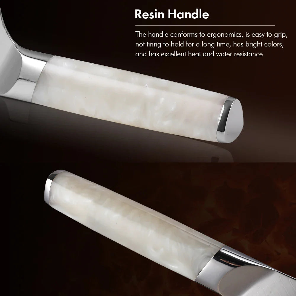 8.5-Inch Damascus Steel Chef Knife 67-Layer Blade with Resin Handle White