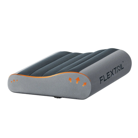 B-Shaped Inflatable Travel Pillow Dual Neck Support Gray