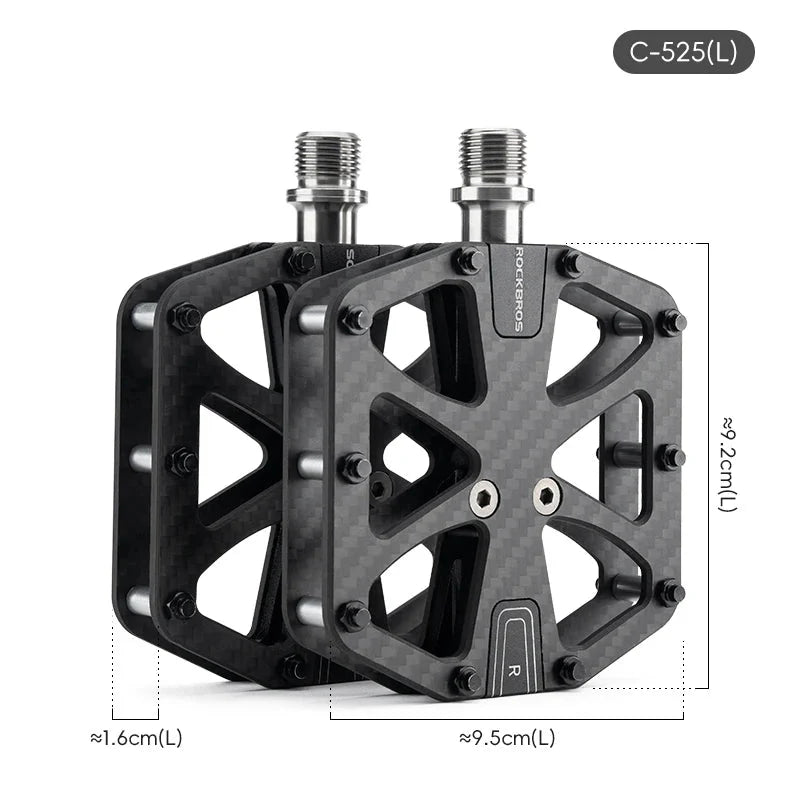 Ultra-Light T700 Carbon Fiber Bicycle Pedals 3-Bearing Black