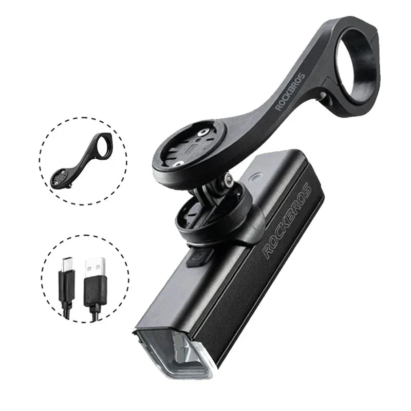 1000LM Bike Light with Battery USB-C Front Lamp Black