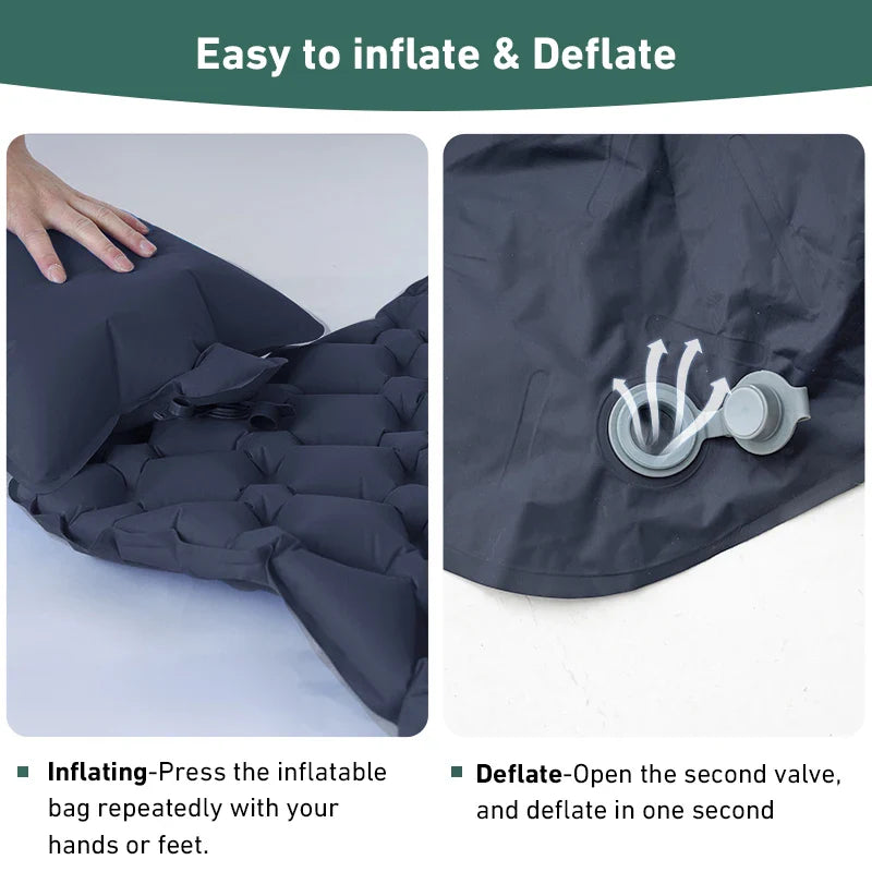 Camping Inflatable Air Mattress with Built-In Pump Blue