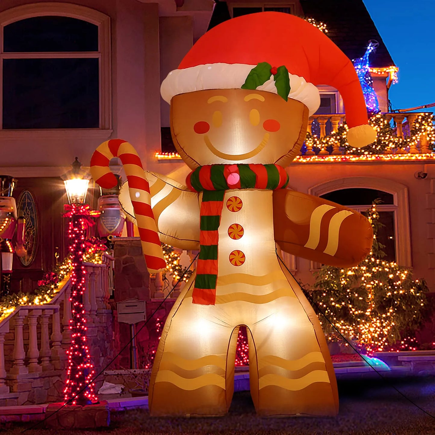 2.2m LED-Lit Gingerbread Man Inflatable