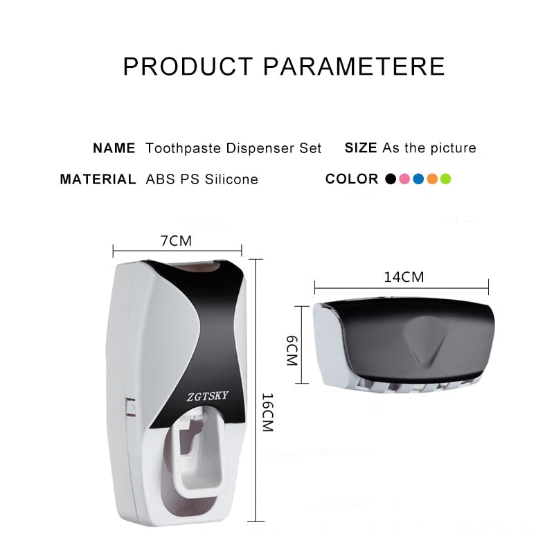 Automatic Toothpaste Dispenser Wall Mount Dust-proof Toothbrush Holder Wall Mount Storage Rack Bathroom Accessories Set Squeezer