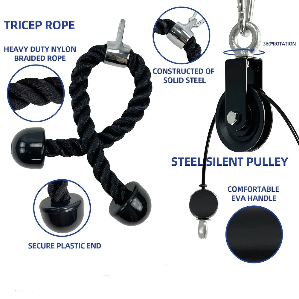 Nine-Piece Pulley Fitness Accessories Kit Black