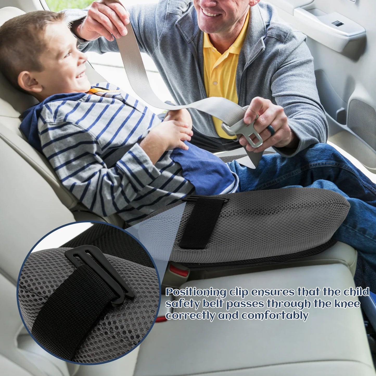 Inflatable Portable Car Booster Seat Cushion for Kids Toddlers Black