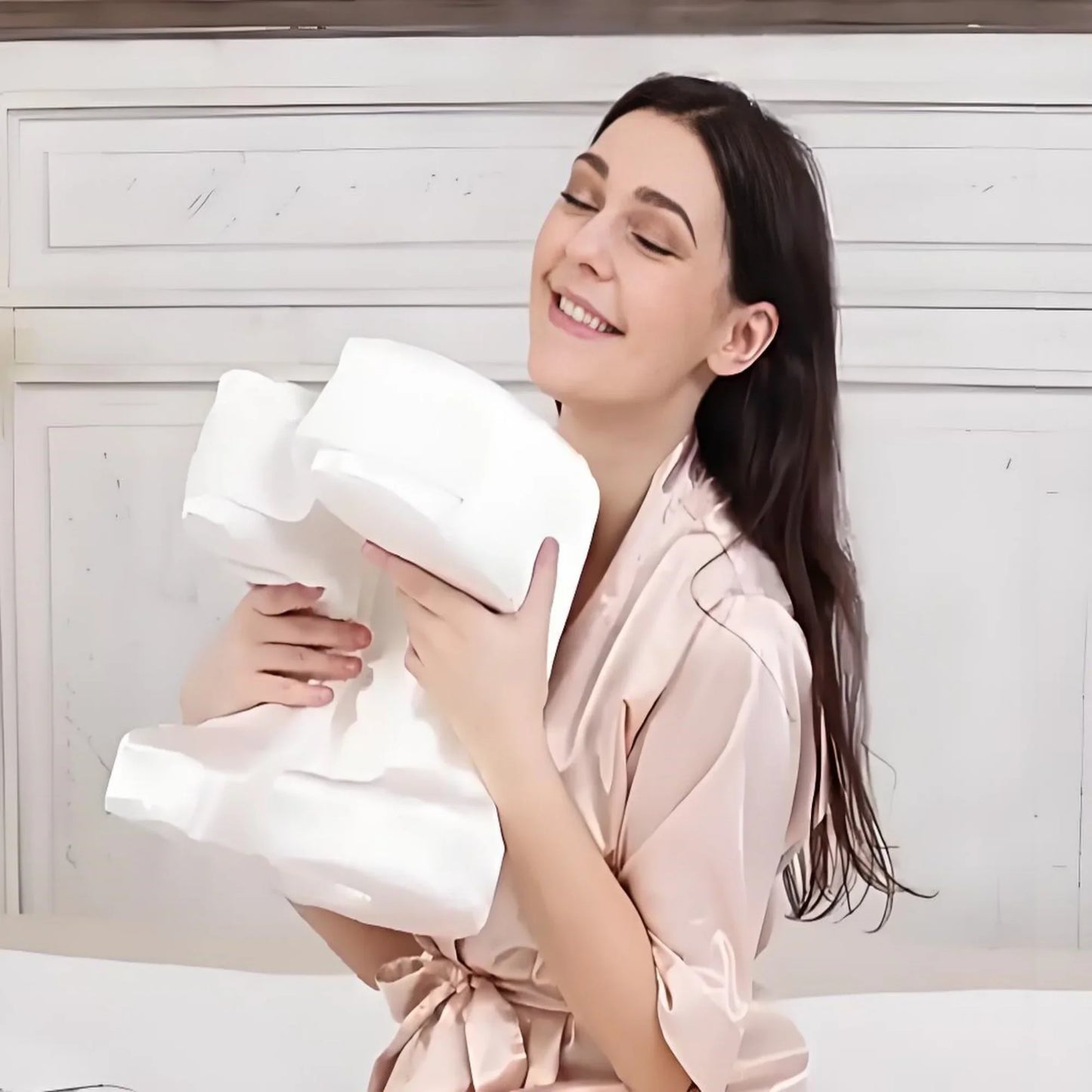 Anti-Wrinkle Memory Foam Beauty Pillow Anti-Aging Face Support White