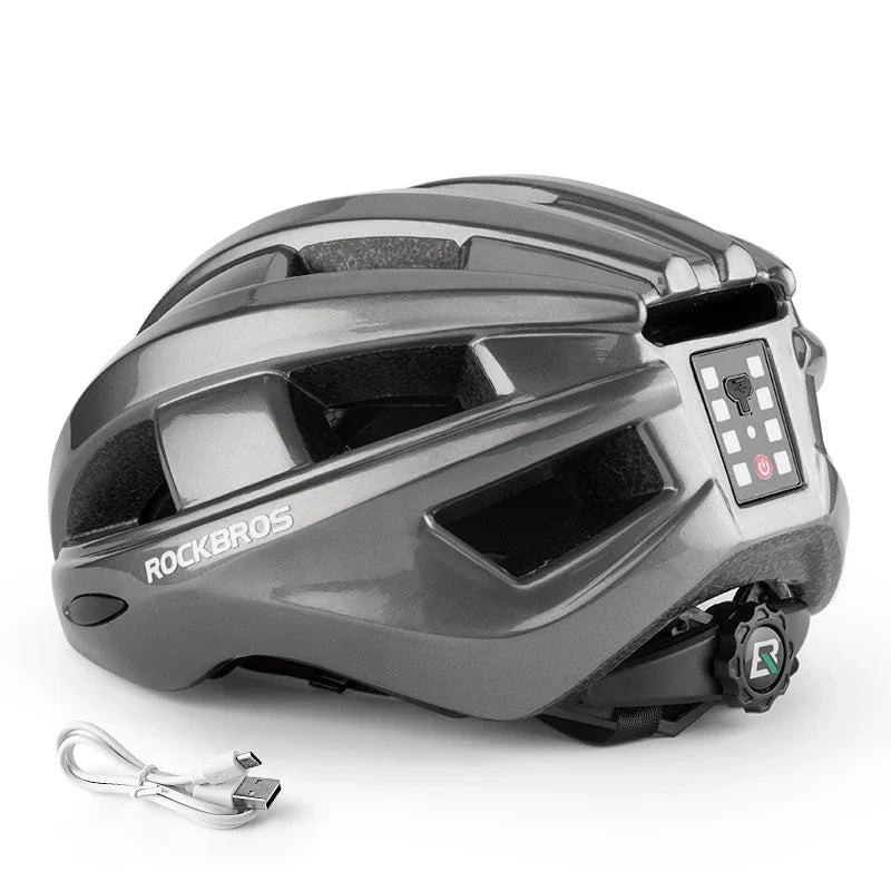 Bicycle Helmet with USB Rechargeable Rear Light Titanium