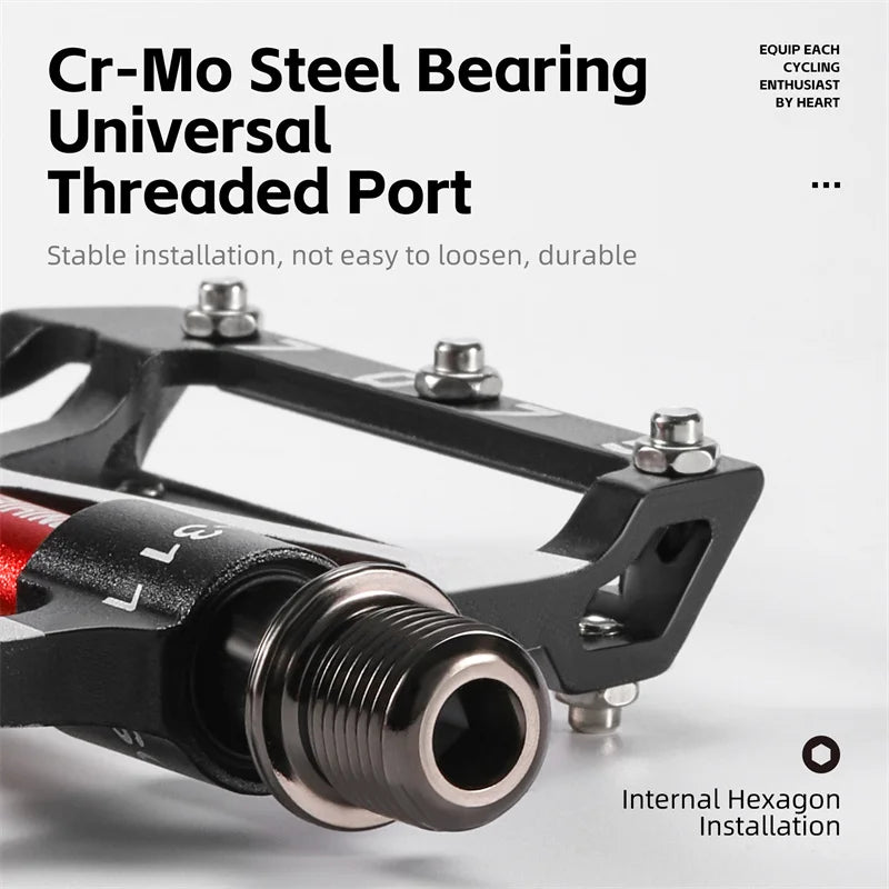 3-Bearing CNC Aluminum Bike Pedals Anti-Slip Black
