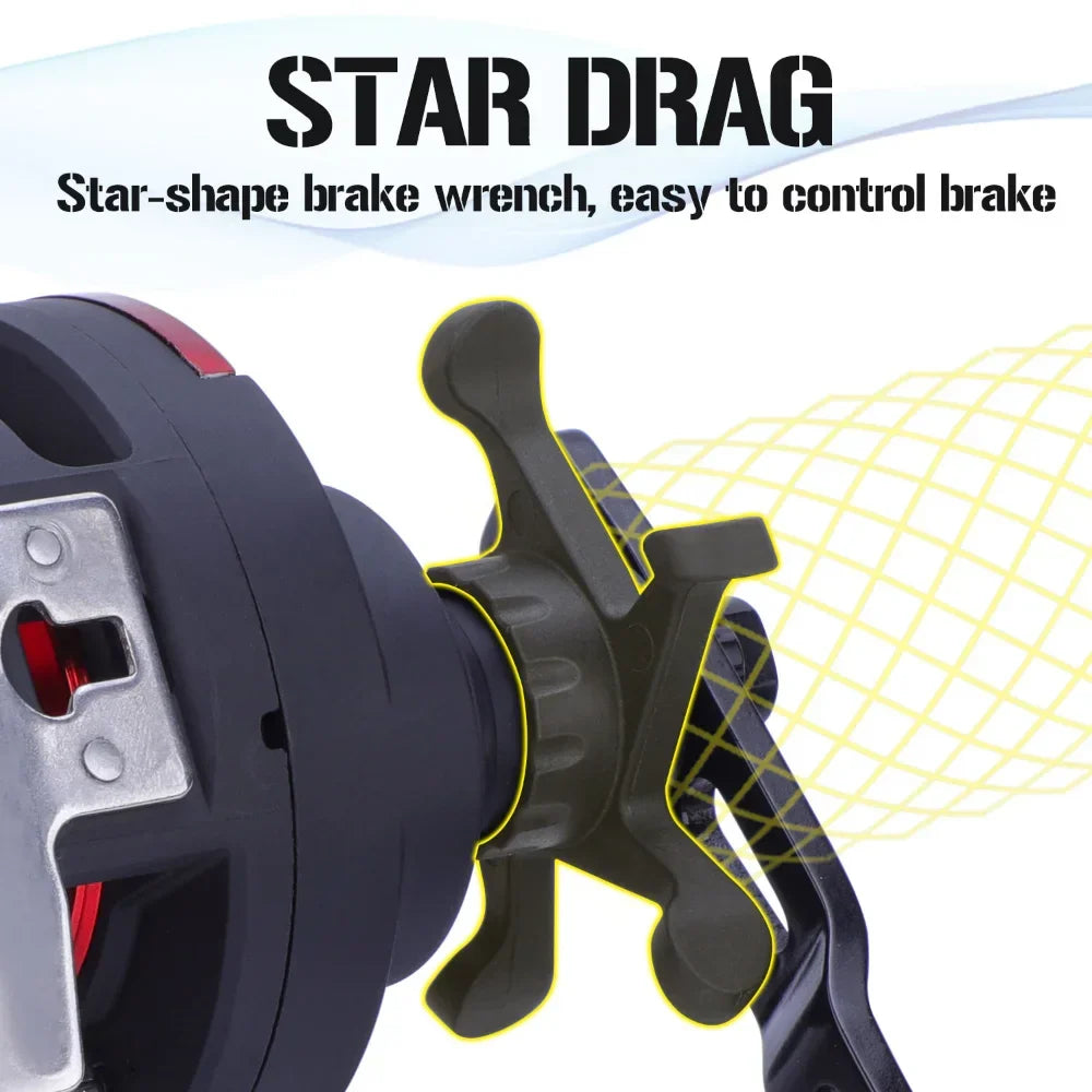 rolling Drum Fishing Reel 28kg Max DragRight Hand Red