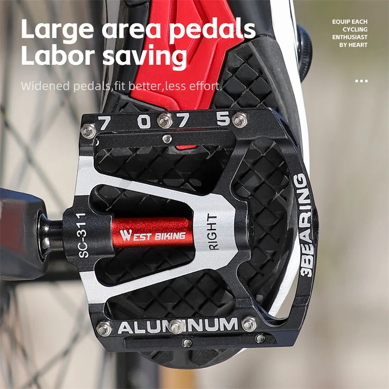 3-Bearing CNC Aluminum Bike Pedals Anti-Slip Black