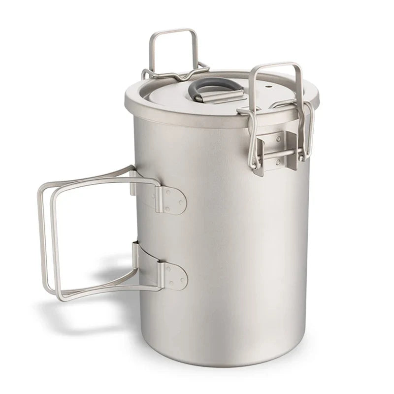 Titanium Steamer Pot Camping Cookware Silver
