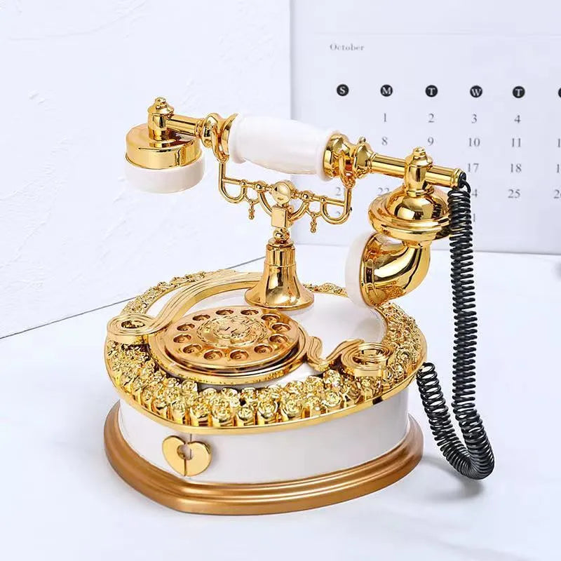 Vintage-Inspired Old-Fashioned Telephone Music Box in Light Luxury Classic Style