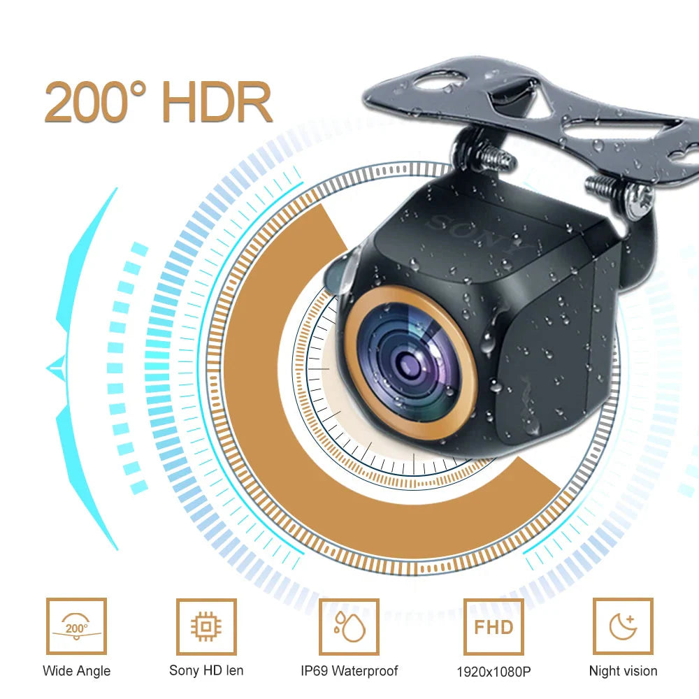 AHD 2K Car Rear View Camera Fisheye Golden Lens Black