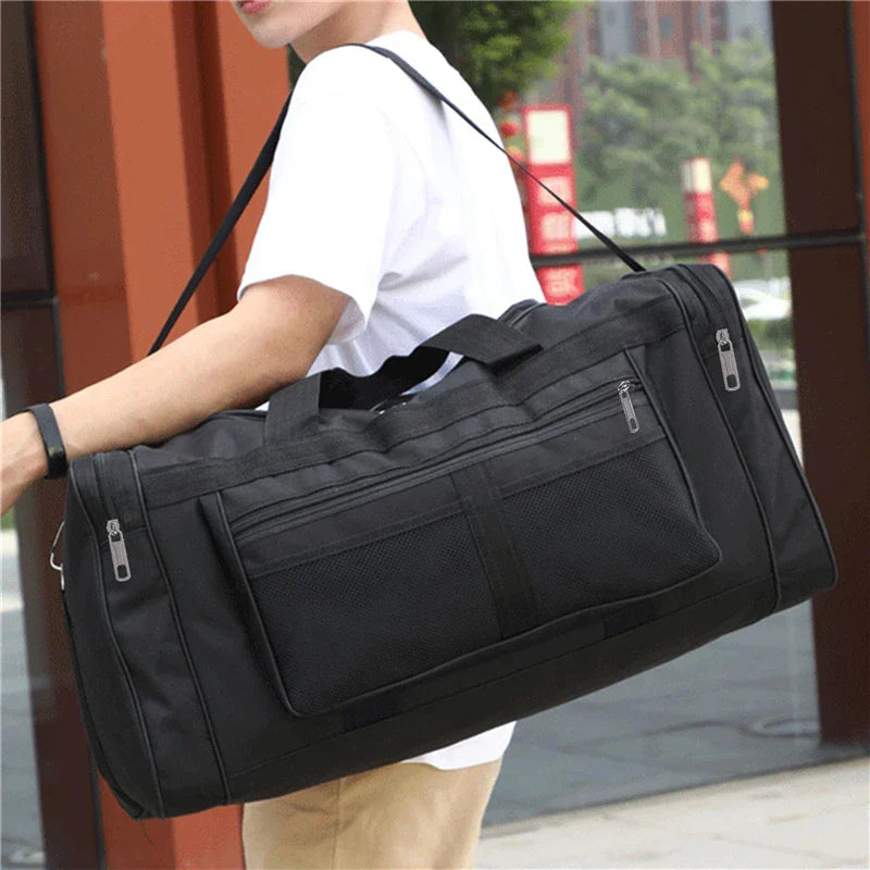 Travel Duffel Nylon Bag for Men and Women (Black)