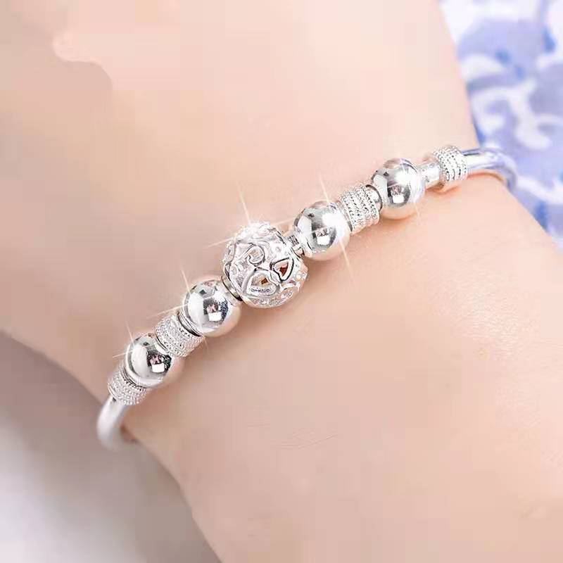 Sterling Silver Lucky beads Bangles for women bracelets Luxury Designer party wedding jewelry gifts