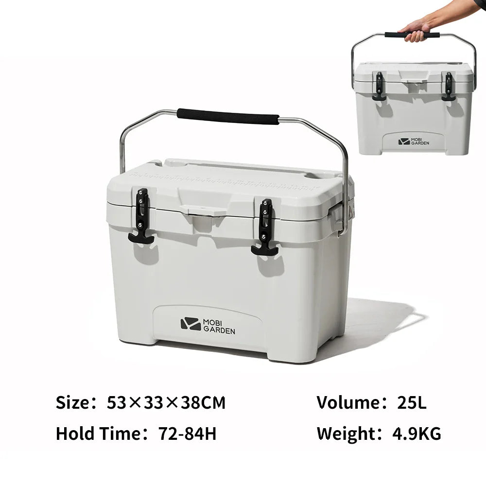 25L Portable Camping Ice Box Cold Storage Cooler White