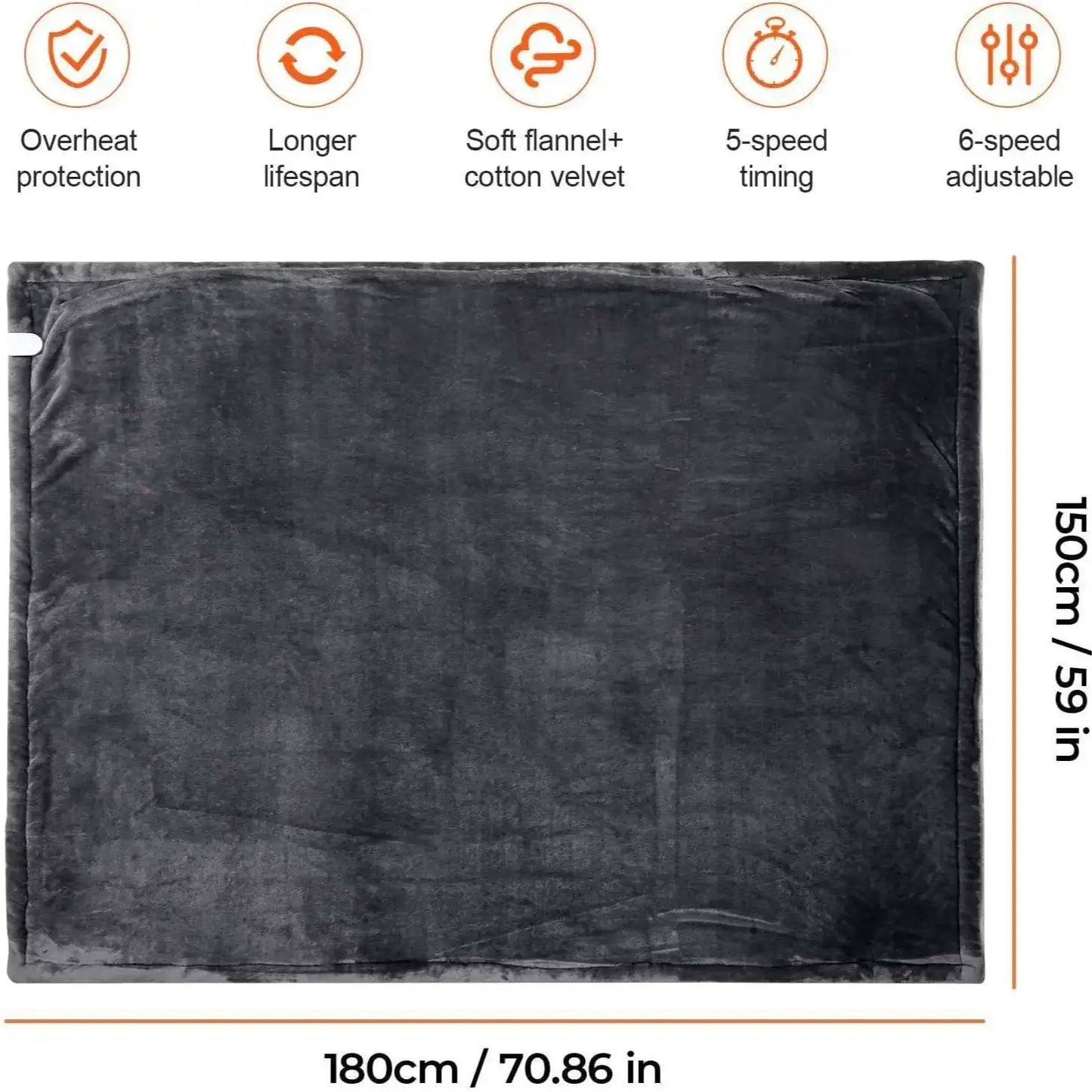 Soft Heated Electric Blanket with 6 Heating Levels & 4-Hour Auto-Off