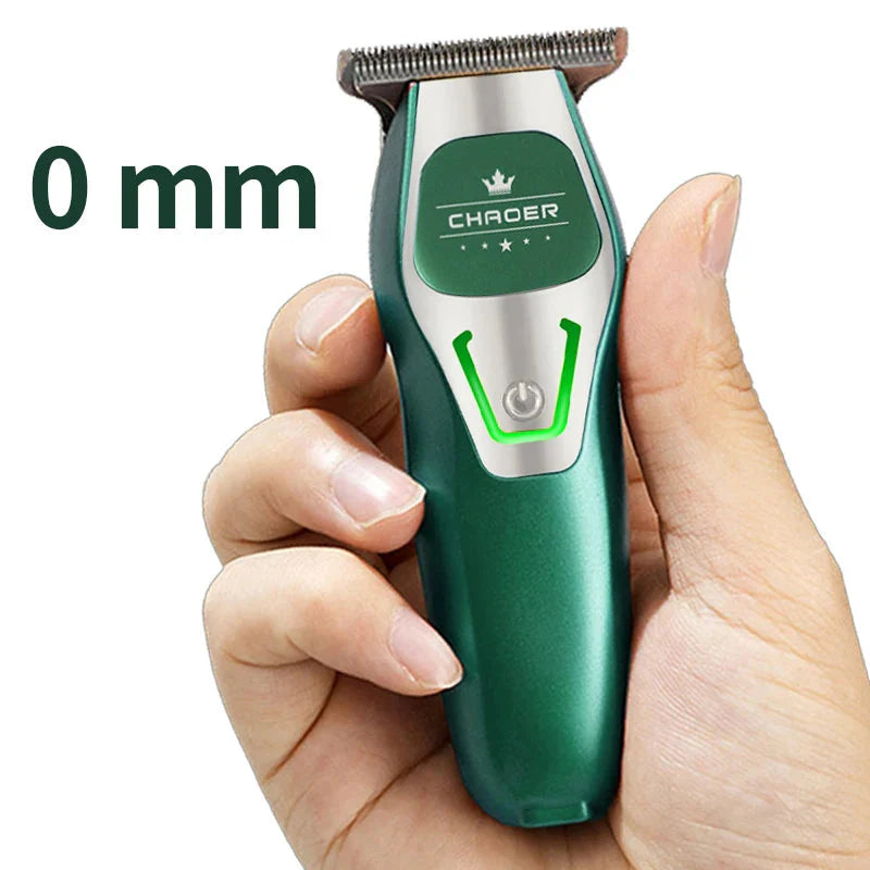 Professional Cordless Hair Clipper T Blade 0mm Bald Trimmer Green