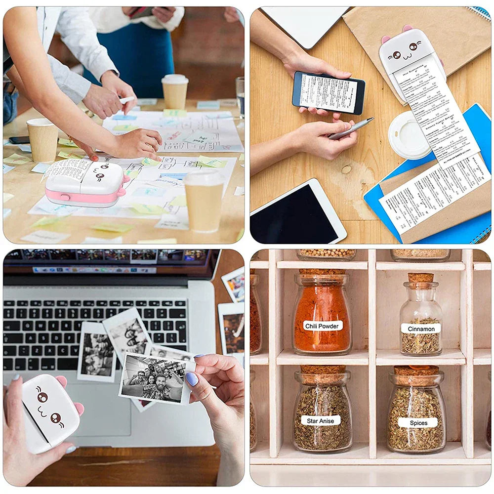 Portable Thermal Printer MINI - Wireless BT 203dpi Photo Label Memo Printing (Pink)