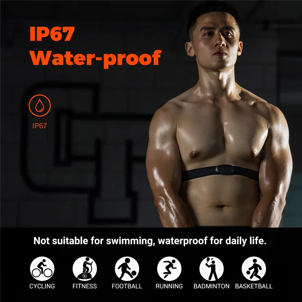 Bluetooth And ANT+ Chest Heart Rate Monitor Strap Black