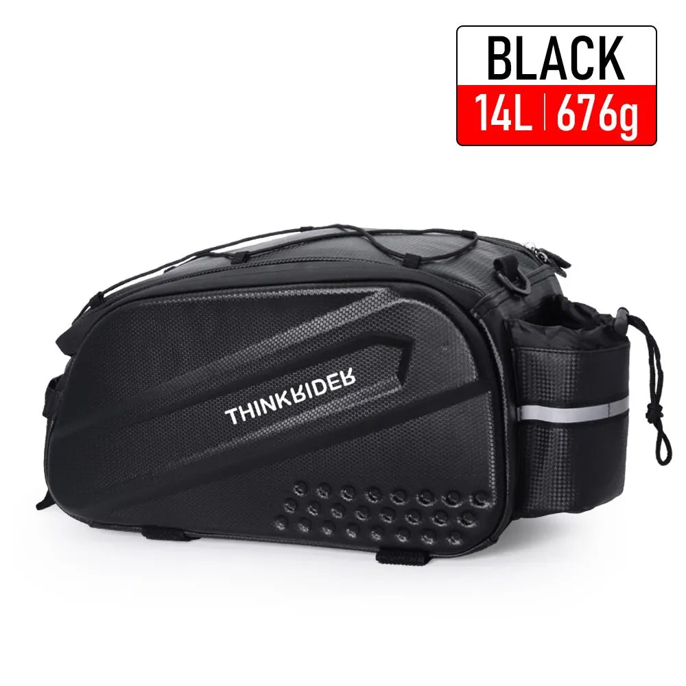 14L Bicycle Hard Shell Hunch Waterproof PU Bike Tail Bag Black