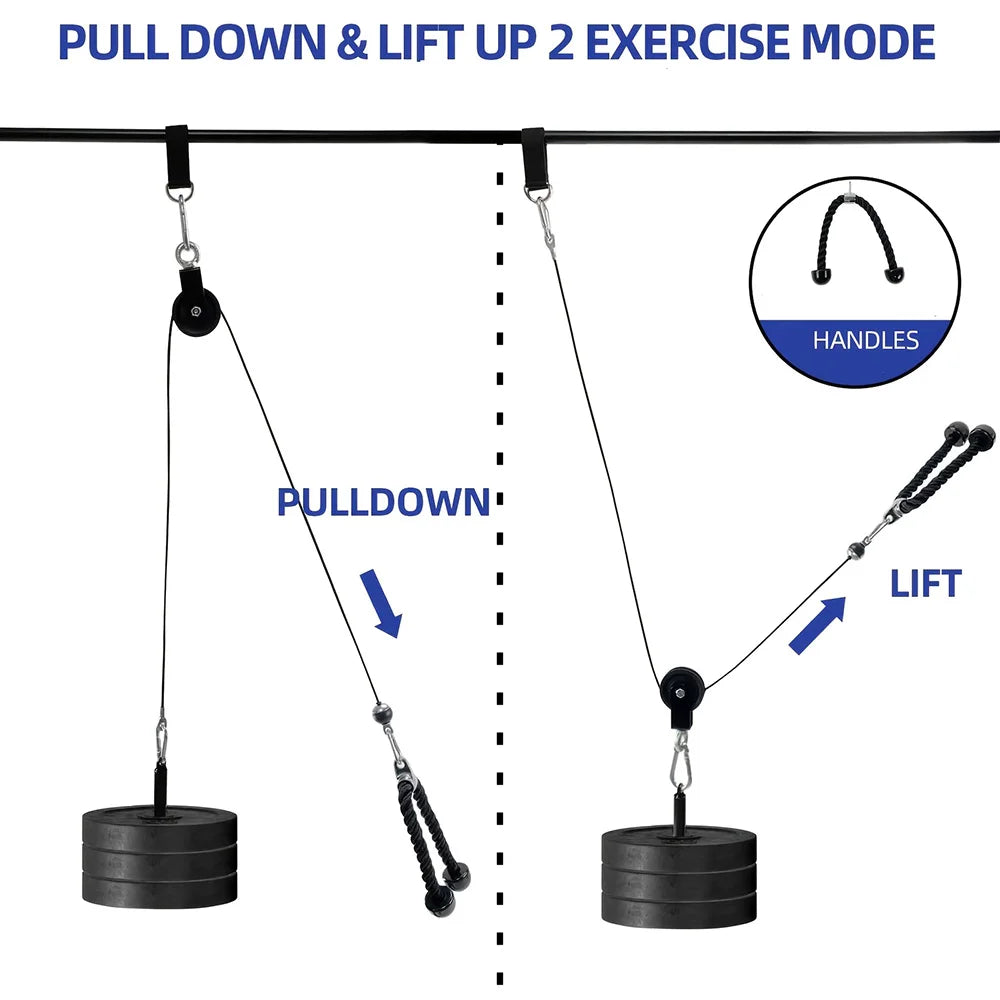 Nine-Piece Pulley Fitness Accessories Kit Black