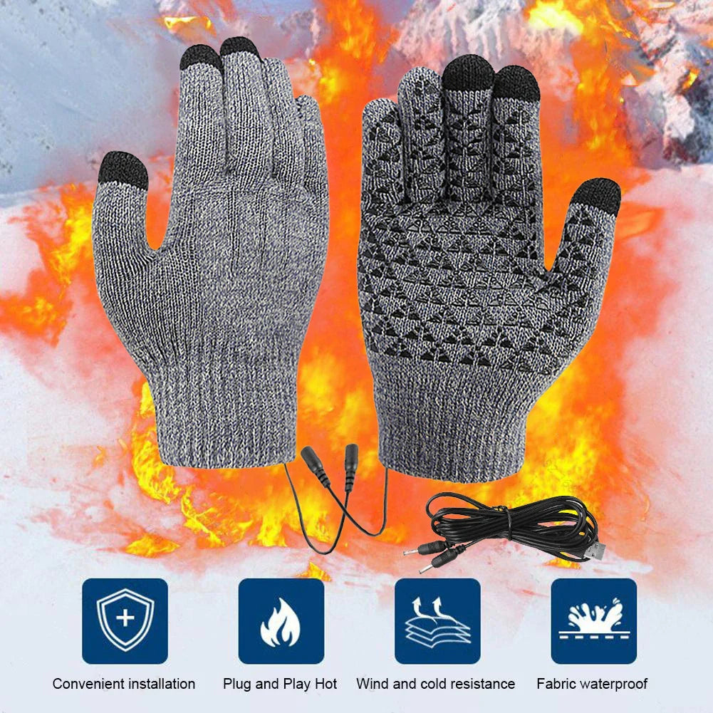 USB Heated Touchscreen Winter Cycling Gloves