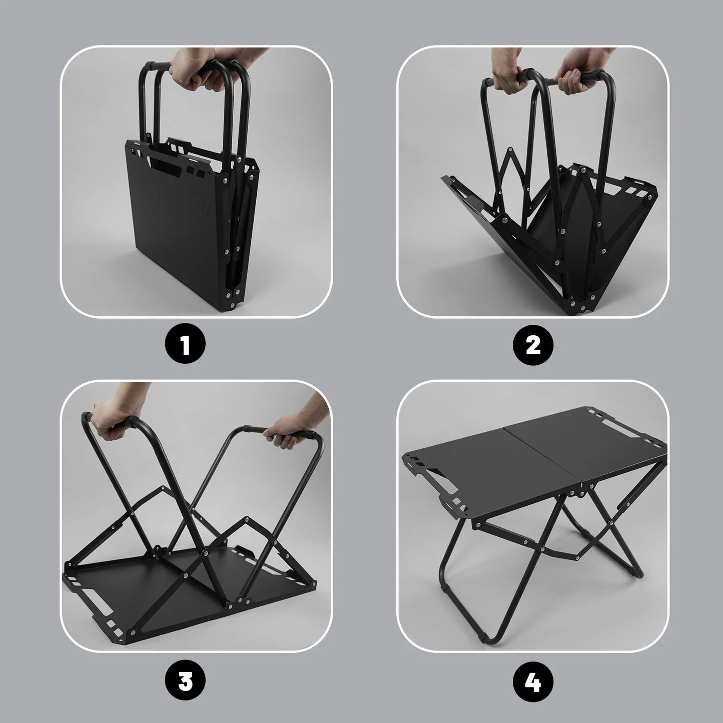 Portable Folding Camping Table Iron Table Black