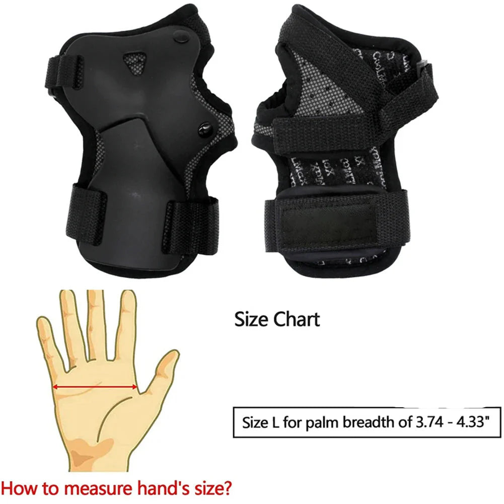 Snowboard & Ski Wrist Guard Impact-Resistant Protective Gear Black