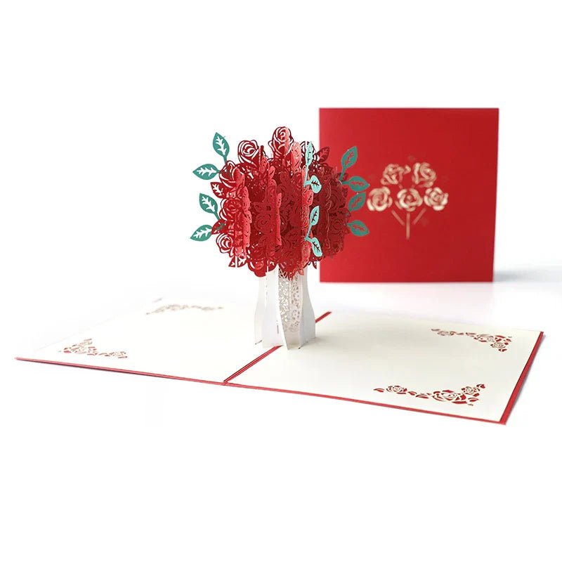 3D Pop-Up Rose Greeting Card for Special Occasions