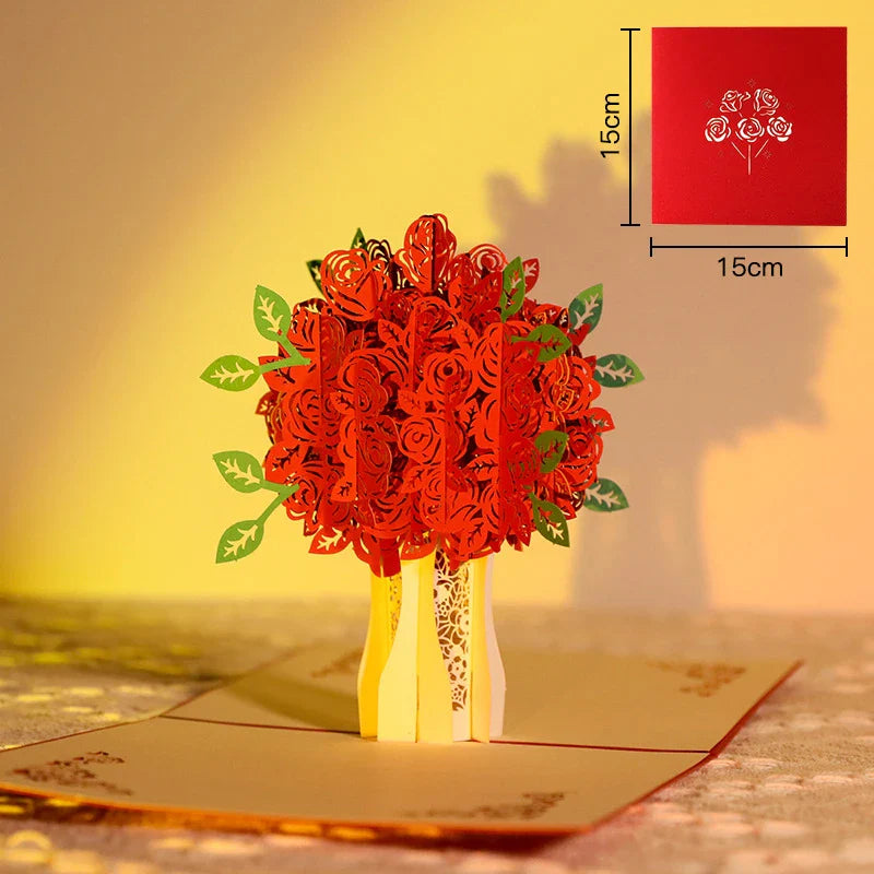 3D Pop-Up Rose Greeting Card for Special Occasions