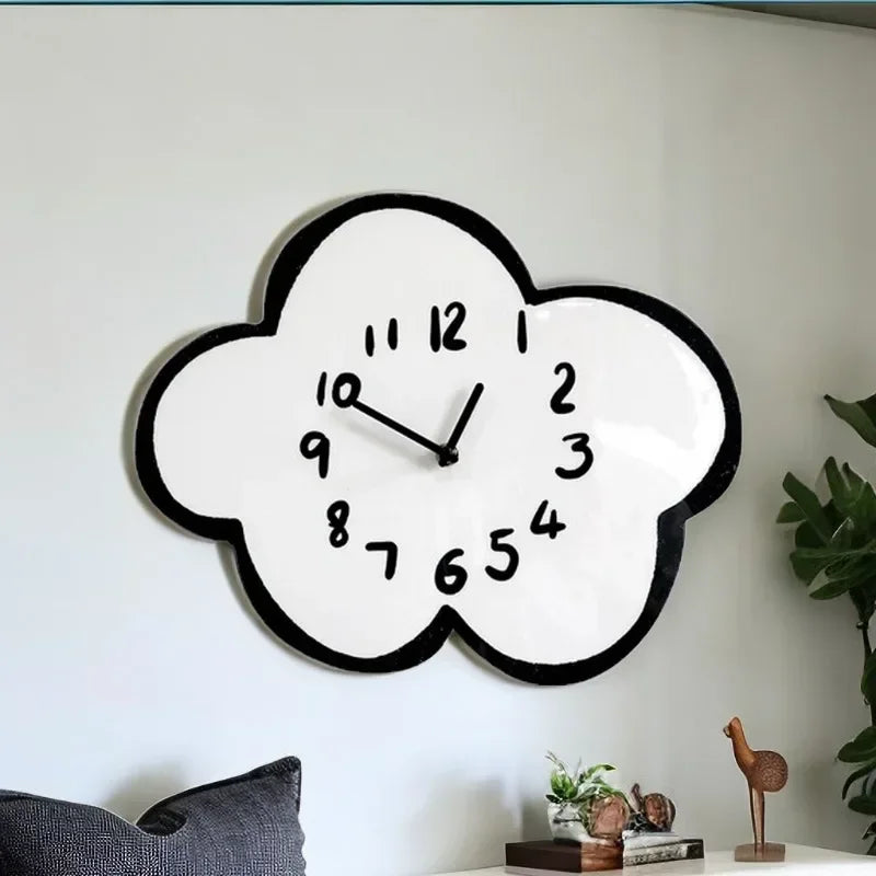 Swaying Cloud Cartoon Mute Wall Clock White